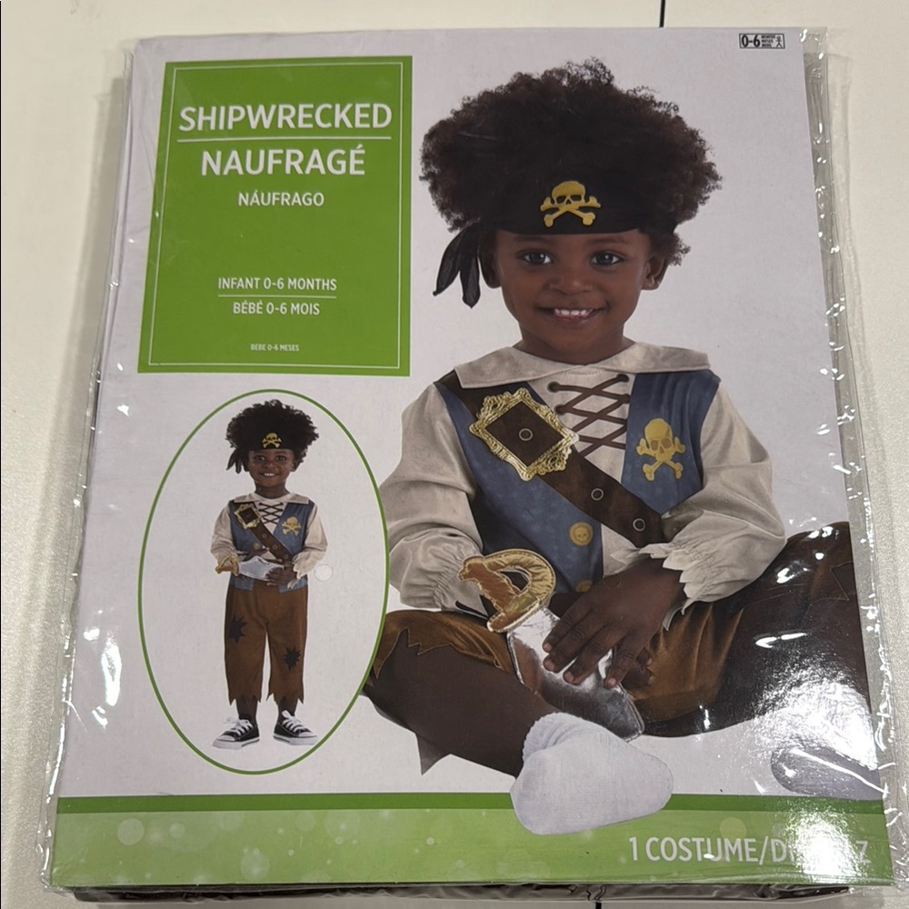 Shipwrecked Pirate Costume for Infants- Brown and White